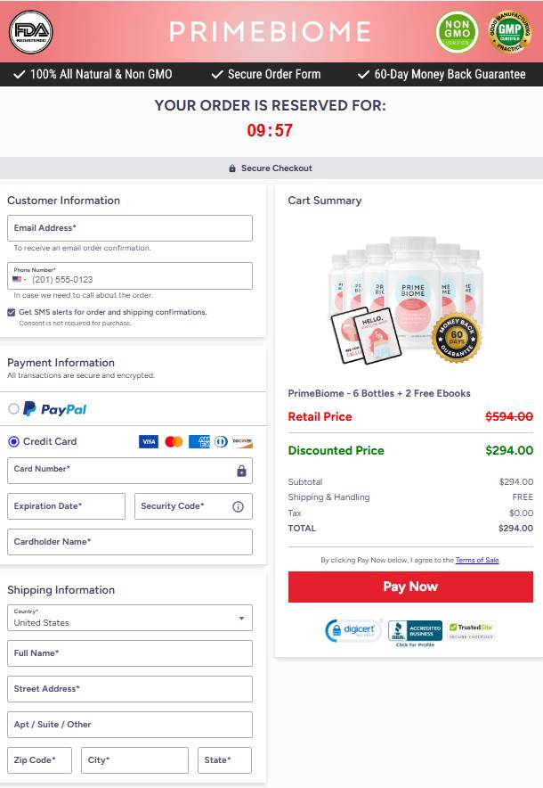 PrimeBiome - secure Order Page